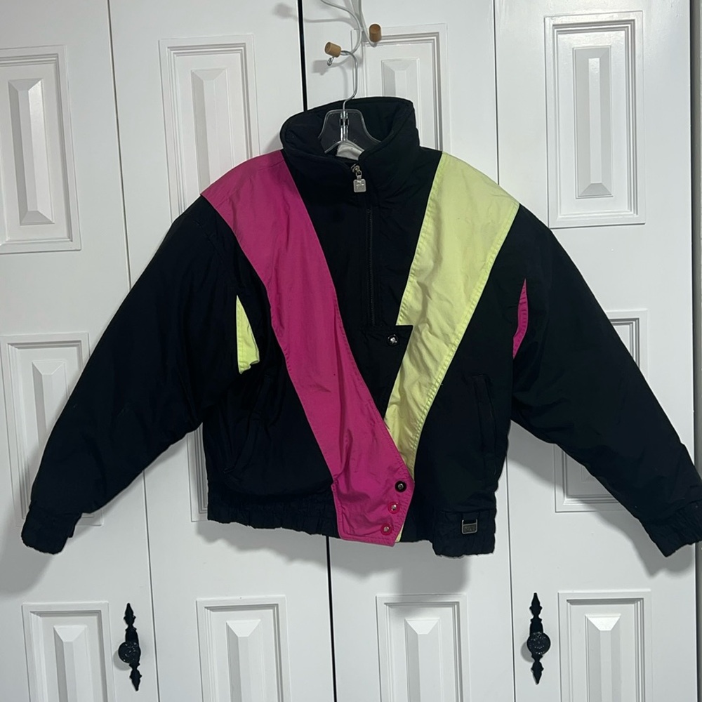 White Stag Neon Pink and Green Retro Ski Jacket